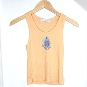 Daydreamer Records Ribbed Cotton Tank in Melon